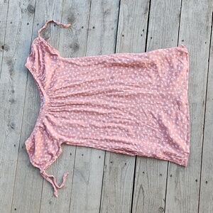 Pink Mauve Daisy Elastic Off Shoulder Crepe Dress Size Medium